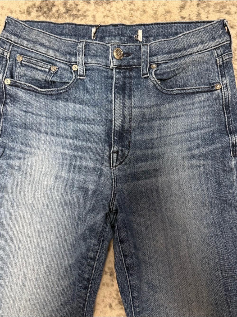 AYR The Bomb Pop Cropped Raw Hem Jeans Women’s 28 Medium Wash High Rise Straight - Picture 4 of 11